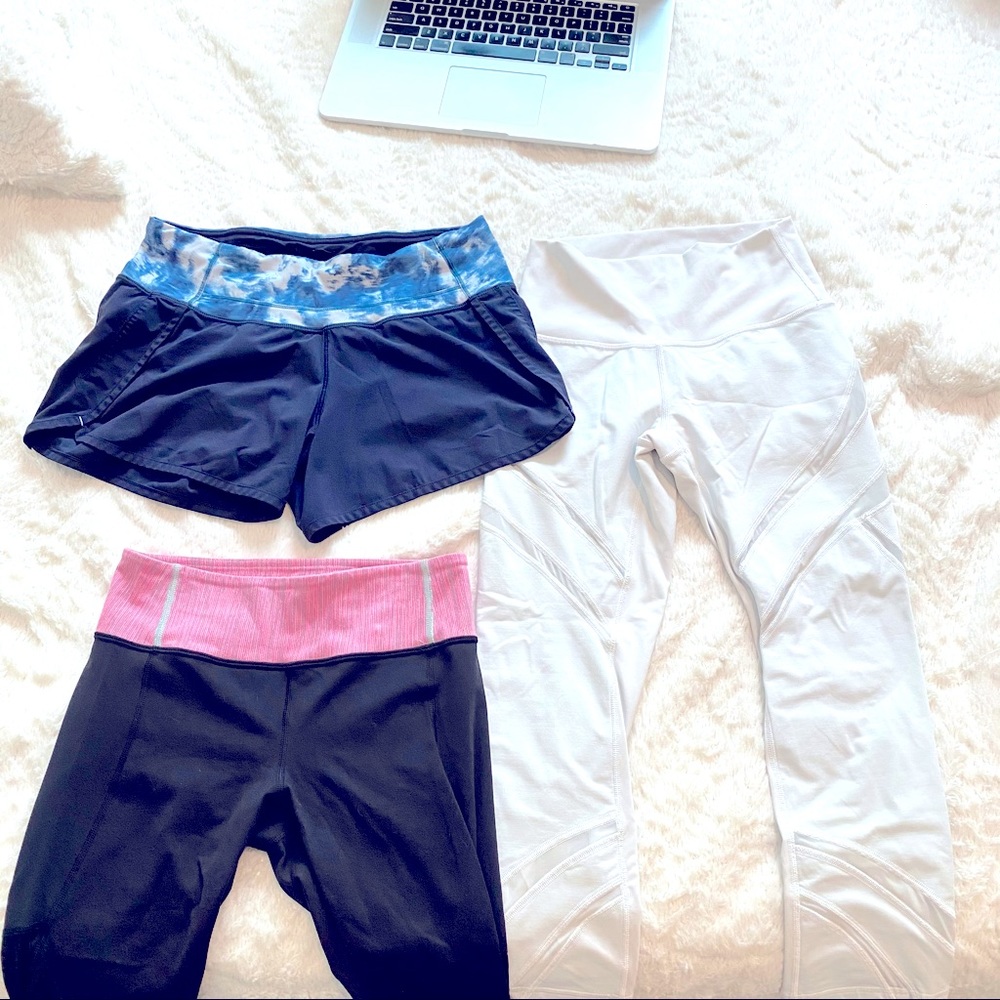 Lululemon 1 short+2 capris selling together size 4